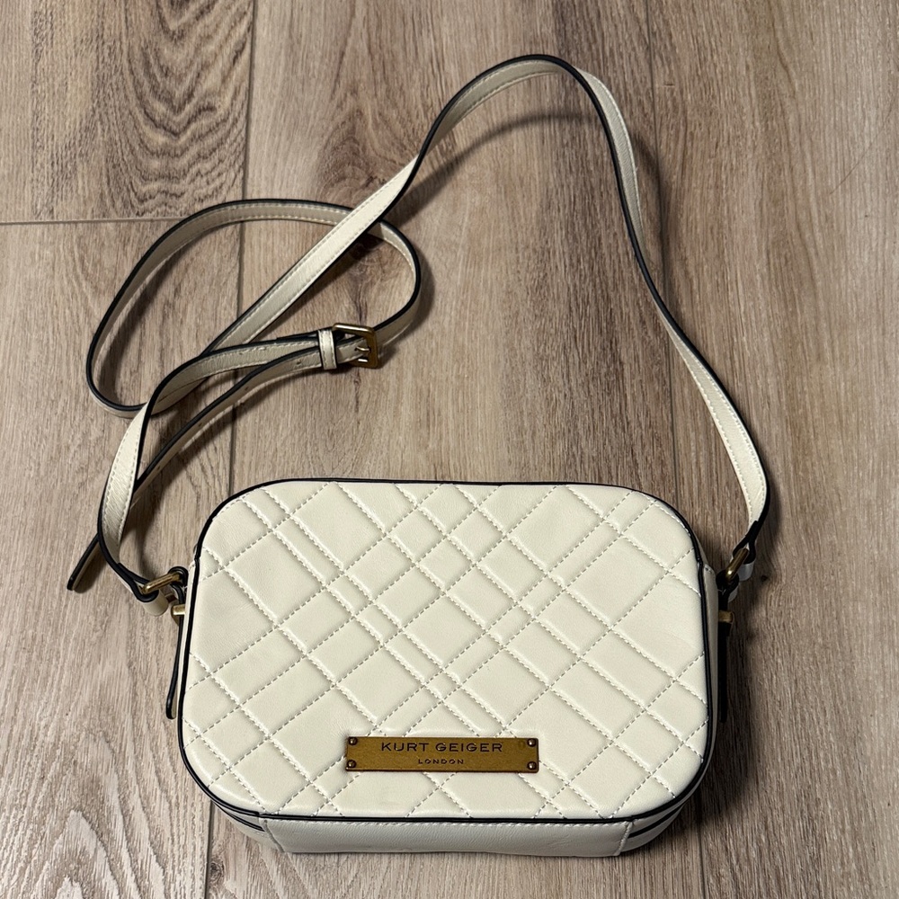 Kurt Geiger London Ivory Quilted Crossbody Bag
